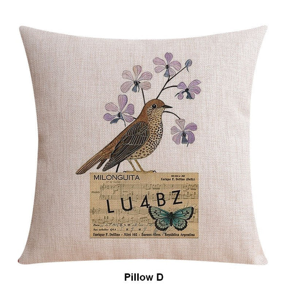 Simple Decorative Pillow Covers, Decorative Sofa Pillows for Living Room, Love Birds Throw Pillows for Couch, Singing Birds Decorative Throw Pillows-Art Painting Canvas