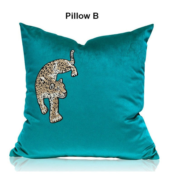 Decorative Pillows for Living Room, Modern Sofa Pillows, Cheetah Decorative Throw Pillows, Contemporary Throw Pillows-Art Painting Canvas