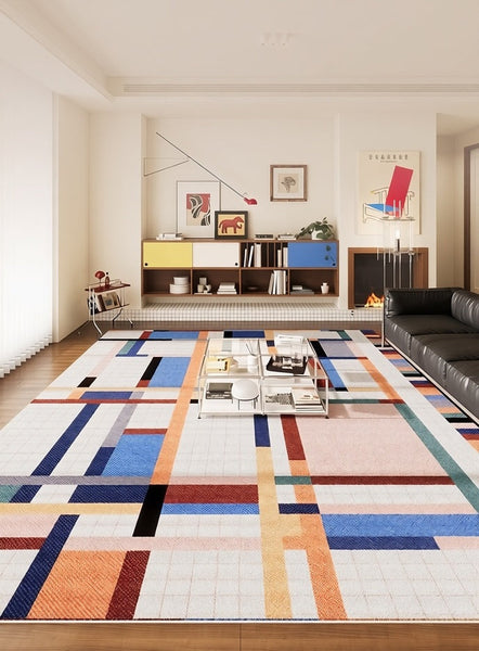 Modern Carpets for Office, Abstract Modern Rugs, Contemporary Modern Rugs Next to Bed, Geometric Modern Rugs under Dining Room Table-Art Painting Canvas