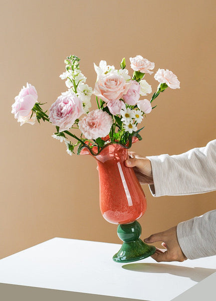 Contemporary Vase for Modern Home Decor, Unique Modern Glass Vase, Modern Glass Flower Vases, Handmade Liuli Vases, Centerpiece Vases on Table-Art Painting Canvas