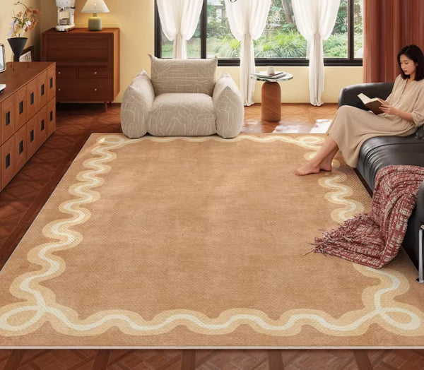 Dining Room Geometric Modern Rugs, Large Modern Rugs for Living Room, Bedroom Modern Rugs, Cream Color Contemporary Modern Rugs-Art Painting Canvas