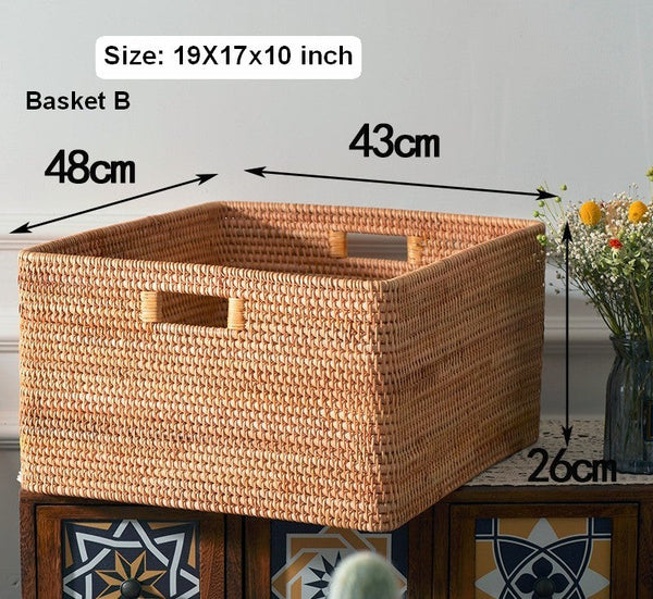 Rectangular Storage Basket, Storage Baskets for Bedroom, Large Laundry Storage Basket for Clothes, Rattan Baskets, Storage Baskets for Shelves-Art Painting Canvas
