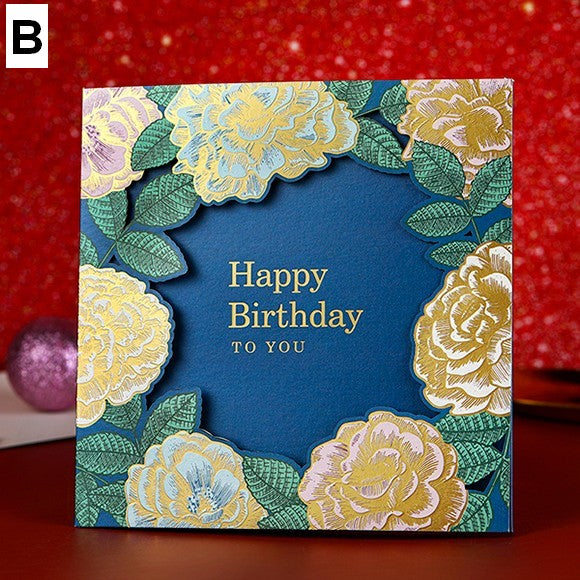 Blue Flower Greeting Cards, Beautiful Greeting Cards to Friends, Creative Birthday Greeting Card, Original Handmade Greeting Cards-Art Painting Canvas