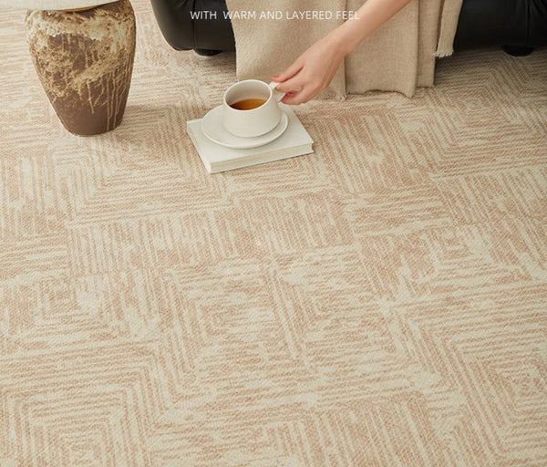 Modern Rugs for Dining Room, Mid Century Modern Rugs Next to Bed, Contemporary Rugs for Bedroom, Cream Modern Carpets for Living Room-Art Painting Canvas