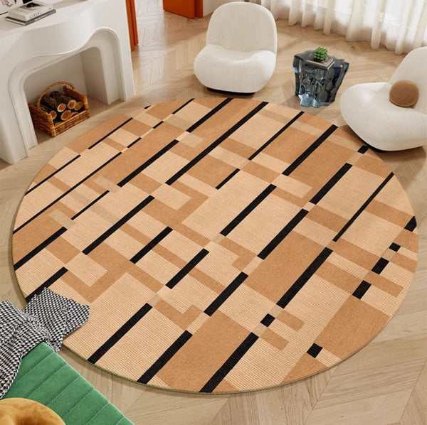 Mid Century Modern Rugs, Geometric Modern Rug Ideas for Living Room, Circular Modern Rugs for Bathroom, Modern Rugs for Bedroom, Round Rugs for Dining Room-Art Painting Canvas