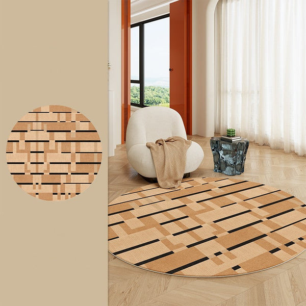Mid Century Modern Rugs, Geometric Modern Rug Ideas for Living Room, Circular Modern Rugs for Bathroom, Modern Rugs for Bedroom, Round Rugs for Dining Room-Art Painting Canvas
