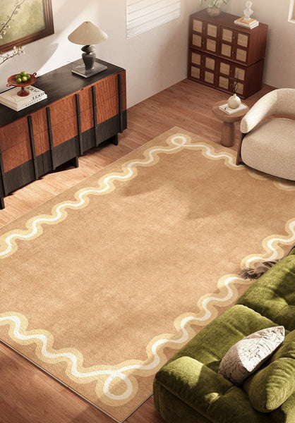 Dining Room Geometric Modern Rugs, Large Modern Rugs for Living Room, Bedroom Modern Rugs, Cream Color Contemporary Modern Rugs-Art Painting Canvas