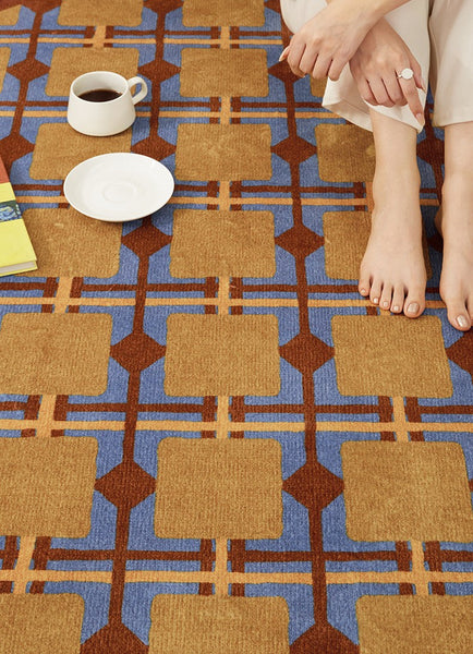 Modern Rugs under Coffee Table, Abstract Contemporary Round Rugs, Modern Rugs for Dining Room, Geometric Modern Rugs for Bedroom-Art Painting Canvas