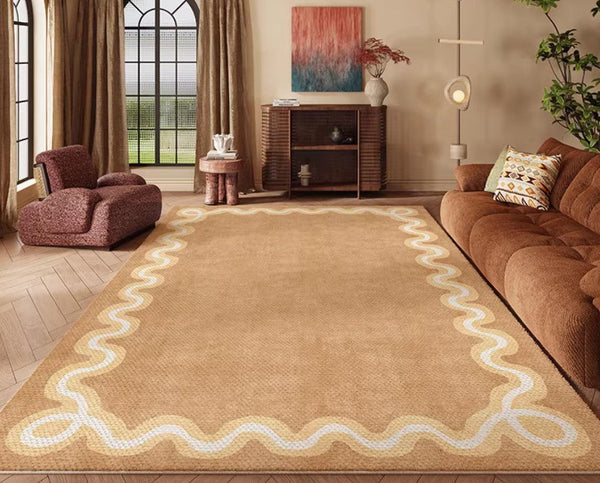 Dining Room Geometric Modern Rugs, Large Modern Rugs for Living Room, Bedroom Modern Rugs, Cream Color Contemporary Modern Rugs-Art Painting Canvas