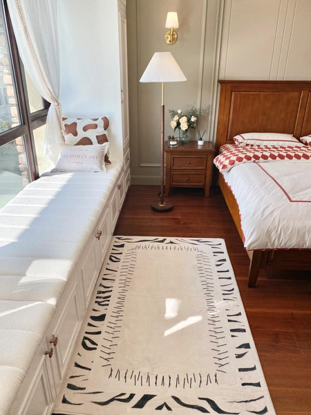 Abstract Cream Color Modern Carpets for Living Room, Modern Rugs for Dining Room, Soft Contemporary Rugs for Bedroom, Mid Century Modern Rugs Next to Bed