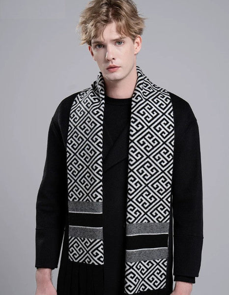 Formal Men Scarf Styles, Men's Wool Scarf Winter, Modern Casual Scarf Men, Men's Winter Scarf, Thick Wool Scarf for Men, Business Wool Scarf for Gentleman