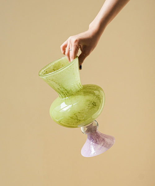 Modern Glass Vase for Flowers, Mid Century Glass Vases, Handmade Modern Vases for Living Room, Unique Decorative Glass Vase, Centerpiece Contemporary Vases on Table-Art Painting Canvas