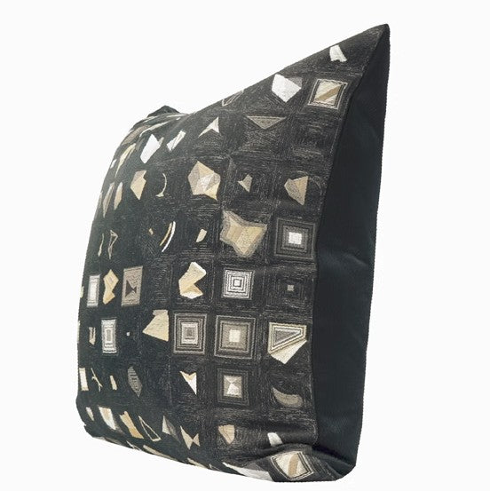 Abstract Black Decorative Throw Pillows, Geomeric Contemporary Square Modern Throw Pillows for Couch, Large Simple Throw Pillow for Interior Design-Art Painting Canvas