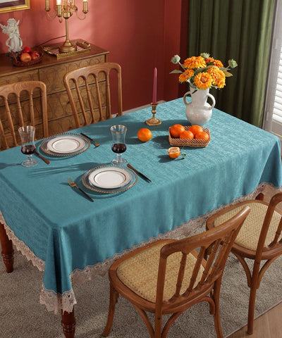 Table Cover for Dining Room Table, Green Lace Tablecloth for Home Decoration, Large Modern Rectangle Tablecloth, Square Tablecloth for Round Table-Art Painting Canvas