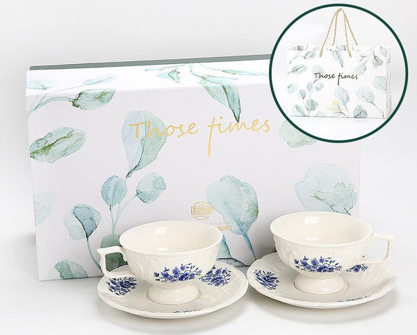 Vintage Tea Cup Set, Modern Ceramic Cup, Porcelain Coffee Saucer, Traditional Ceramic Tea Cup with Saucer, Afternoon Tea Saucer Set, Coffee Gift Box Set-Art Painting Canvas