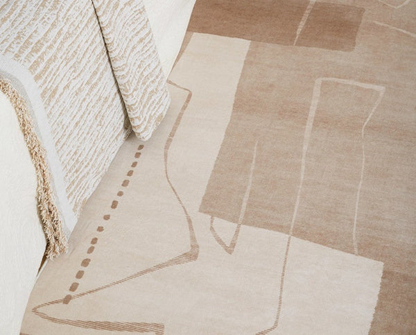 Abstract Modern Rugs for Living Room, Contemporary Modern Rugs Next to Bed, Geometric Modern Rugs under Dining Room Table, Brown Modern Carpets for Office-Art Painting Canvas