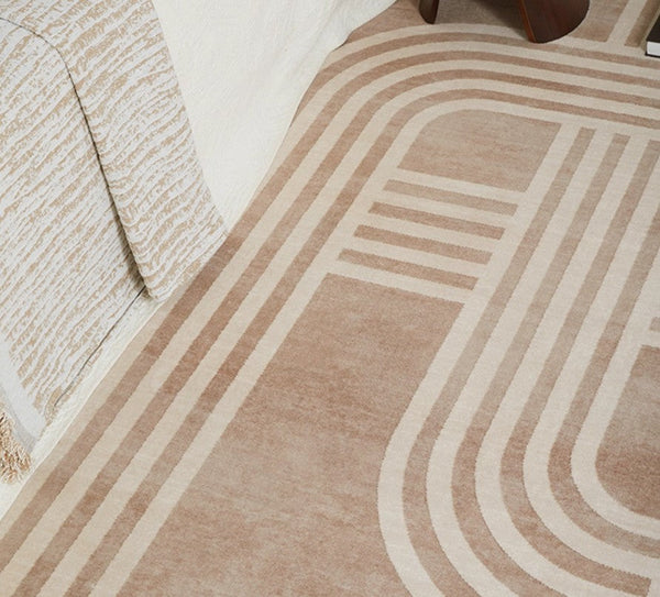 Abstract Modern Rugs for Living Room, Contemporary Modern Rugs Next to Bed, Geometric Modern Rugs under Dining Room Table, Brown Modern Carpets for Office-Art Painting Canvas