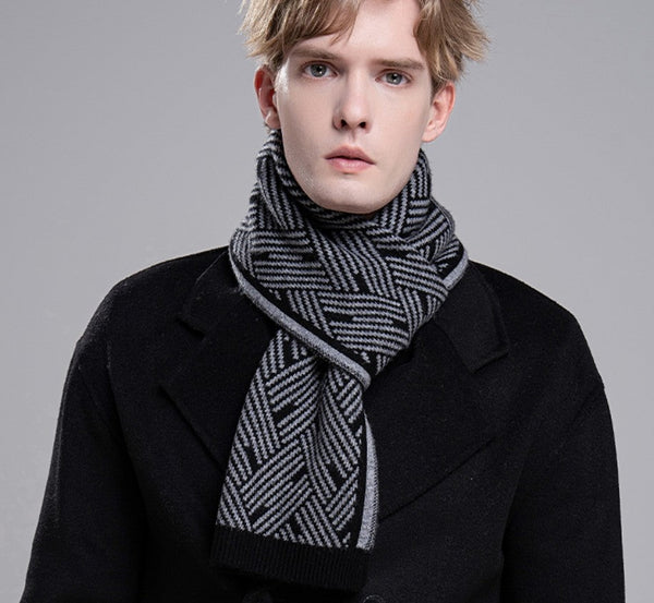 Gray Wool Scarf for Gentleman, Red Thick Wool Scarf, Business Formal Men Scarf Styles, Men's Winter Scarf, Casual Scarf Men, Men's Wool Scarf Winter, Fashion Scarf-Art Painting Canvas