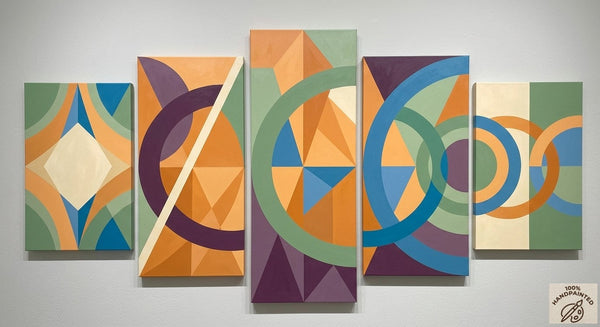 Geometric Modern Art, Large Canvas Paintings for Living Room, Contemporary Abstract Painting, Hand Painted Acrylic Artwork-Art Painting Canvas