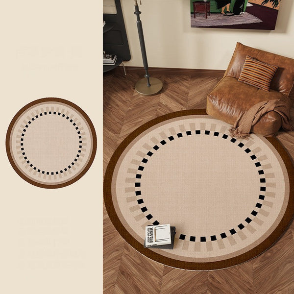 Mid Century Modern Rugs under Chairs, Bedroom Circular Modern Rugs, Geometric Round Rugs for Dining Room, Contemporary Modern Rugs-Art Painting Canvas