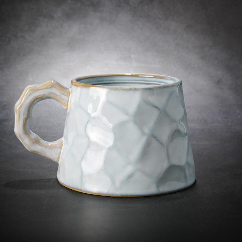 White Ceramic Coffee Mug, Large Capacity Coffee Cups, Large Tea Cup, Large Handmade Pottery Coffee Cup, Black Coffee Cup-Art Painting Canvas