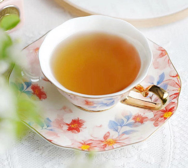 Flower Bone China Porcelain Tea Cup Set, Unique Tea Cup and Saucer in Gift Box,British Royal Ceramic Cups for Afternoon Tea, Elegant Ceramic Coffee Cups-Art Painting Canvas