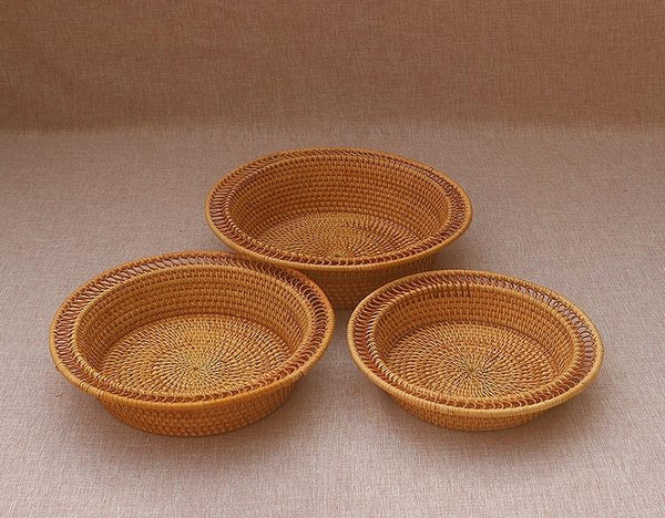Rattan Small Storage Baskets, Round Storage Basket for Pantry, Kitchen Storage Baskets, Storage Basket for Dining Room-Art Painting Canvas