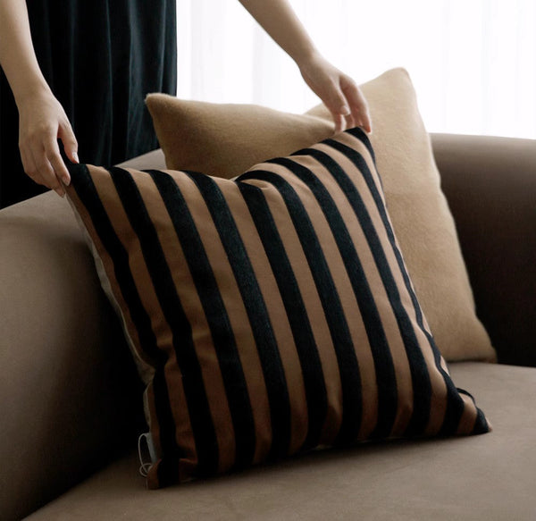 Large Modern Decorative Pillows for Sofa, Contemporary Cushions for Interior Design, Brown Modern Throw Pillows for Couch-Art Painting Canvas