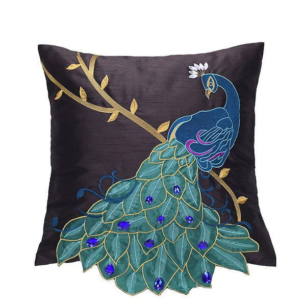 Decorative Pillows for Couch, Beautiful Decorative Throw Pillows, Embroider Peacock Cotton and linen Pillow Cover, Decorative Sofa Pillows-Art Painting Canvas