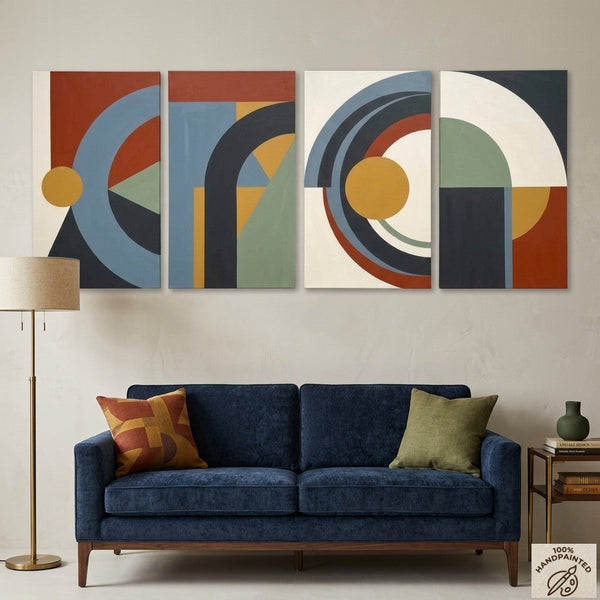 Geometric Modern Painting, Colorful Abstact Art, Original Canvas Wall Art for Living Room-Art Painting Canvas