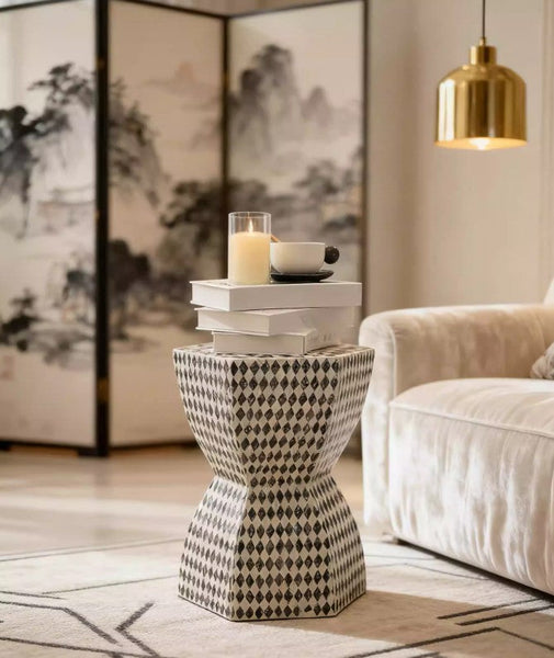 Modern Side Table, Bedside Small Side Table, Contemporary Bedside Table, Small End Table, Shell Small Sofa Side Table, Portable Casual Side Table, Creative Coffee Table, Contemporary Side Table-Art Painting Canvas