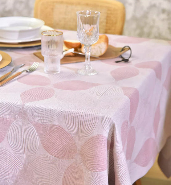 Simple Contemporary Pink Cotton Tablecloth, Square Tablecloth for Round Table,Large Rectangle Table Covers for Dining Room Table, Modern Table Cloths for Kitchen-Art Painting Canvas