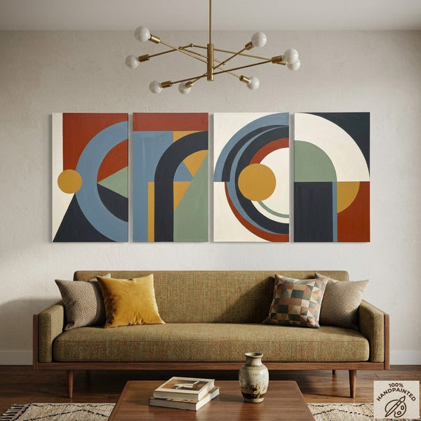 Geometric Modern Painting, Colorful Abstact Art, Original Canvas Wall Art for Living Room-Art Painting Canvas