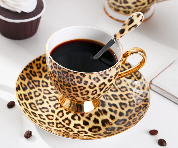 Unique Ceramic Coffee Cup and Saucer, Creative Ceramic Coffee Cups, Beautiful British Tea Cups, Creative Porcelain Tea Cup Set-Art Painting Canvas