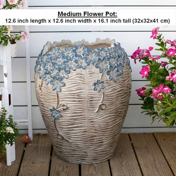 Extra Large Garden Flower Planters, Oversized Garden Flower Pot, Garden Ornaments, Large Resin Gardern Flower Planter, Modern Outdoor Garden Flower Pots-Art Painting Canvas