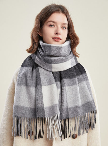 Soft Wool Scarf for women, Wool Scarf for Women, Plaid Winter Shawl, Christmas Holiday Gift, Evening Wrap, Large Winter Shawl, Elegant Shawl, Warm Cape, Winter Scarves-Art Painting Canvas