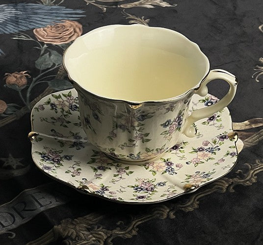 British Traditional Afternoon Tea Cup and Saucer in Gift Box, 7.8 oz Porcelain Tea Cup Saucer Set, Unique Tea Cup and Saucers, Royal Ceramic Cups, Elegant Vintage Ceramic Coffee Cups-Art Painting Canvas