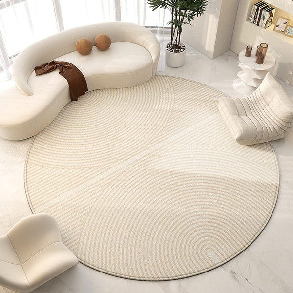 Modern Round Rugs for Bedroom, Dining Room Contemporary Round Rugs, Circular Modern Rugs under Chairs, Contemporary Modern Rug for Living Room-Art Painting Canvas