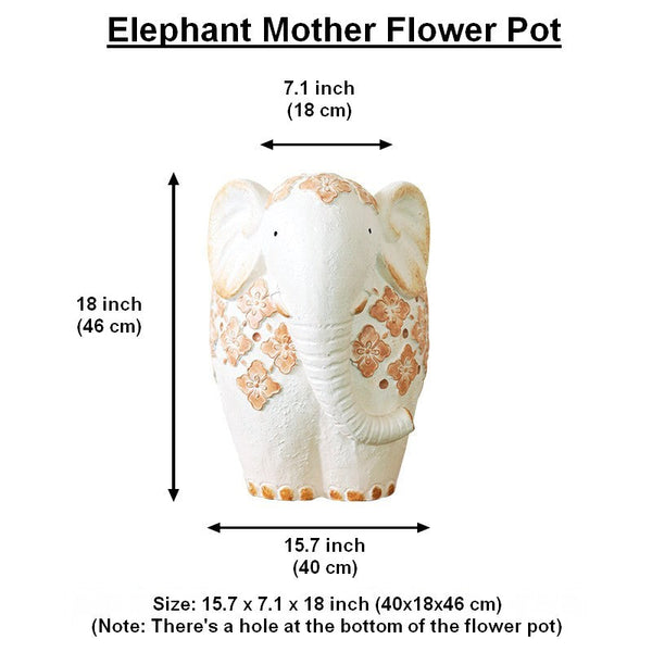 Villa Outdoor Garden Flower Pots, Oversized Modern Garden Flower Pot, Extra Large Elephant Garden Flowerpots, Animal Statue for Garden Ornaments, Resin Statue for Garden-Art Painting Canvas