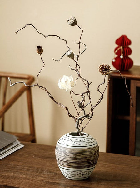 Large Flower Vase on Table, Modern Bouquet Flower Vases, Centerpiece on Dining Table, Handmade Pottery Flower Vases Urn, Water Holding Flower Vases-Art Painting Canvas