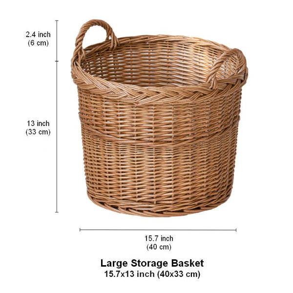 Round Storage Basket for Clothes, Natural Hand-woven Wicker Storage Basket for Clothes, Extra Large Kitchen Storage Baskets, Willow Weaving Baskets for Clothes-Art Painting Canvas