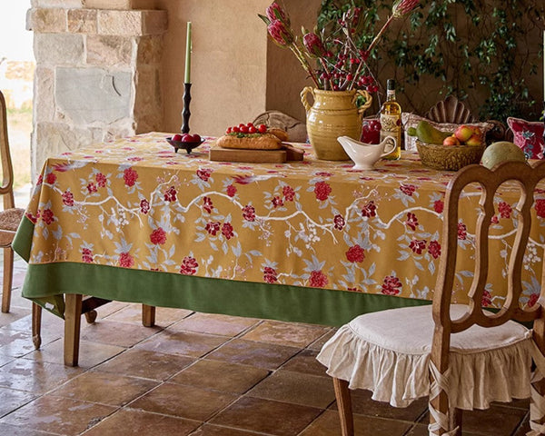 Farmhouse Table Cloth, Dining Room Flower Table Cloths, Large Square Tablecloth for Round Table, Extra Large Rectangular Table Covers for Kitchen-Art Painting Canvas