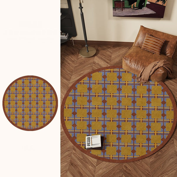 Modern Rugs under Coffee Table, Abstract Contemporary Round Rugs, Modern Rugs for Dining Room, Geometric Modern Rugs for Bedroom-Art Painting Canvas