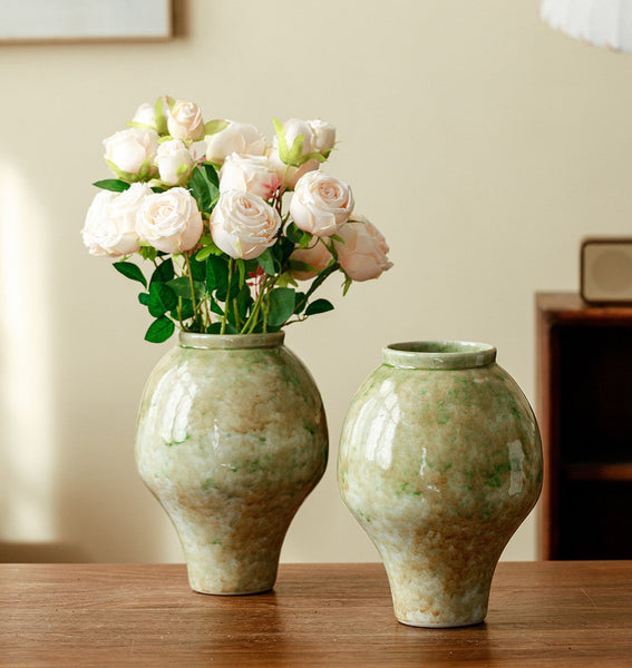 Flower Vases on Table, Centerpiece Ceramic Bud Vases, Porcelain Flower Vases, Handmade Water Holding Flower Vase-Art Painting Canvas