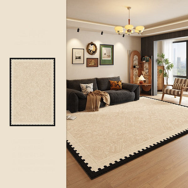 Modern Rugs for Dining Room, Mid Century Modern Rugs Next to Bed, Contemporary Rugs for Bedroom, Cream Modern Carpets for Living Room-Art Painting Canvas