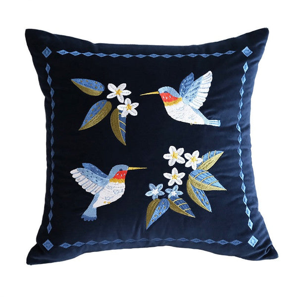 Decorative Pillow Arrangement Ideas for Couch, Vintage Decorative Pillows, Embroidered Birds Cushion, Decorative Pillows for Couch, Modern Throw Pillows for Bedroom-Art Painting Canvas