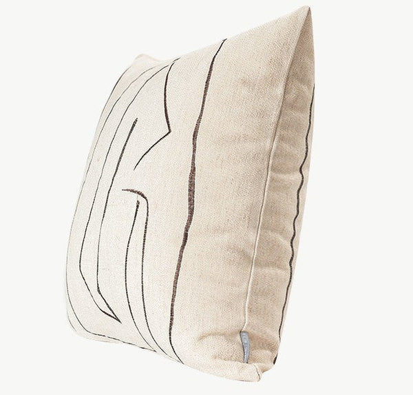 Geometric Square Modern Throw Pillows for Couch, Beige Decorative Throw Pillows, Large Contemporary Throw Pillow for Interior Design-Art Painting Canvas