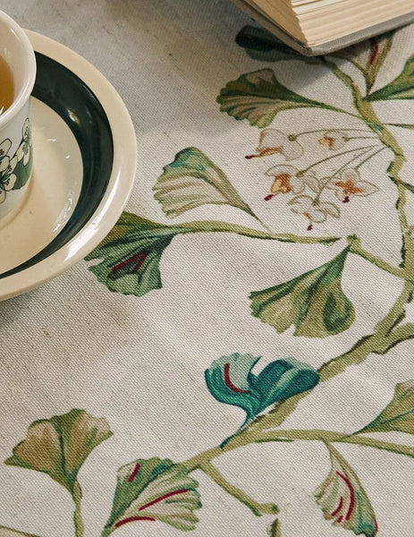 Extra Large Modern Rectangular Tablecloth for Dining Room Table, Ginkgo Leaves Table Covers, Square Tablecloth for Kitchen, Large Tablecloth for Round Table-Art Painting Canvas