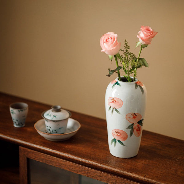 Porcelain Flower Vases, Handmade Water Holding Flower Vases, Modern Flower Vase Centerpiece on Table, Ceramic Bouquet Vases-Art Painting Canvas