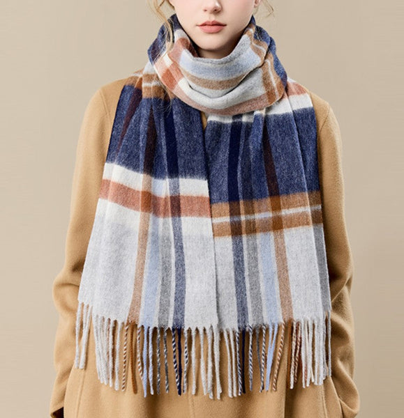 Soft Cashmere Scarf for Women, Checked Scarf Winter Wool Scarf, Elegant Wool Scarves, Warm Winter Scarf, Cold Weather Scarf, Holiday Scarf, Fashion Scarf, Christmas Gifts for Her-Art Painting Canvas